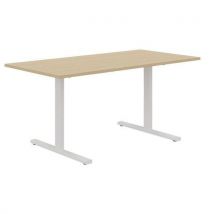 Bureau Droit 140 Cm Pieds T Chêne/blanc Manutan