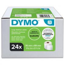 Dymo - 24 Étiquette d'adresse postale autocollante LabelWriter 36 x 89 mm - Dymo