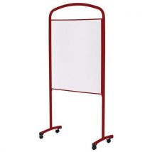 Panneau Affichage Fond Tôle Laquée Sur Pieds Avec Roulettes Rouge