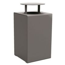 Procity - Poubelle Kub 120 L Acier Gris - Couvercle & Écrase Cigarette - Grande Capacité - Idéale Extérieur