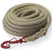 Corde À Poulie En Chanvre D22mm Avec Crochet À Linguet L50m