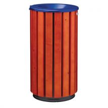 A787185 Poubelle D'extérieur Zeno Access 80l Lattes Bois Entonnoir Bleu
