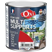 Lot de 2 - Peinture Bois Fer Pvc Mat 500ml Rouge Vif 2 Actions