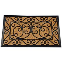 Tapis Cuba Rectangulaire Volute 40x60cm - Fibre de Coco - Antidérapant - Bonne Fonction Grattante