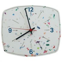 Lalala - Horloge Murale Rectangle Bleu 20x18cm - Analogique Piles AA - Design Éco-responsable