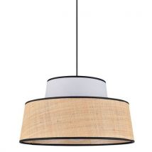 Suspension Composée De 2 Coniques Coton Et Raphia/blanc