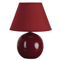 Lampe Boule En Céramique . Abat-jour Conique En Coton Cerise