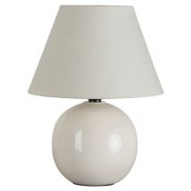 Lampe Boule En Céramique . Abat-jour Conique En Coton Crème