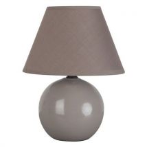 Lampe Boule En Céramique . Abat-jour Conique En Coton Taupe