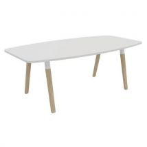 Table Tonneau Dialogue 200 X 100 Cm Blanc Pied Hêtre