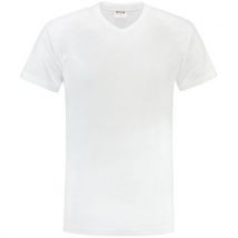 Tee-shirt Col V 101007 White L - Unisexe