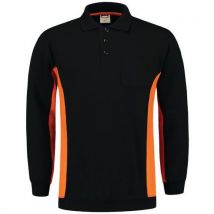 Sweat Col Polo Bicolor Poche Poitrine 302001 Black-orange8xl - Unisexe