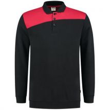 Sweat Col Polo Bicolore Coutures 302004 Black-red M - Unisexe