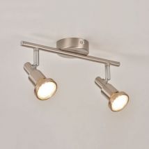 Spot Base Rectangulaire 2 Lumières En Métal Alu Brossé