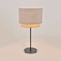 Lampe Base Ronde En Métal Peint. Abat-jour Double Cylindre Rose