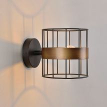 Applique Ronde En Métal .abat-jour Cylindre Métal Filaire Noir/bronze