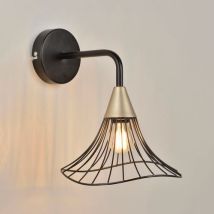 Corep - Applique Murale Métal Noir - Abat-jour Cloche E14 - 23.5cm Hauteur - Design Moderne
