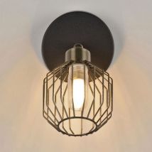 Spot Sdb 1 Lumière Ronde En Métal. Abat-jour Métal Filaire Noir/laiton