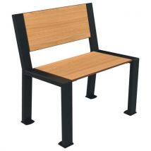 Buton Design - Banc BERLIN 1 place teck/métal gris - 76x54x80.7 cm - Mobilier urbain résistant - Livré monté