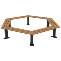 Buton Design - Banc Tour d'Arbre MADRID Lames Teck/Métal Gris - 255cm Largeur - Mobilier Urbain Durable