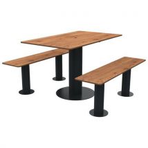 Table Bancs Moka 1.18m Trou Parasol Pintyrol/métal Gris 7016