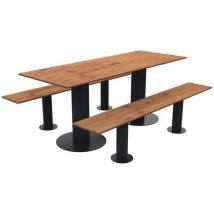 Table Bancs Moka 1.80m Trou Parasol Pintyrol/métal Gris 7016