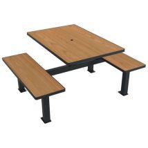 Buton Design - Table banc ORPIN 1.19m Teck/Métal Gris - 4 Places - Mobilier Urbain Résistant - Idéal Extérieur