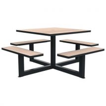 Table Bancs Orpin 1.60 M Trou Parasol Chêne Cl/mét Gris 7016