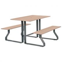 Table Bancs Hysope 1.18m Trou Parasol Chêne Cl/mét Gris 7016