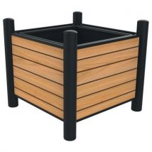 Jardinière Lali Carrée 75 L Teck Effet Lames/métal Gris 7016