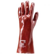 Gants De Manutention De Protection Chimique En Pvc Rouge Longueur 40cm T11