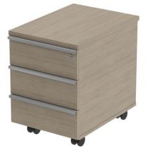 MBA - Caisson Mobile 3 Tiroirs Chêne Gris - 43x60x59 cm - Fermeture à Clé - Éco-responsable