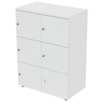 Meuble À 6 Cases Portes Battantes 80 X 45 Ht 110 Cm Blanc