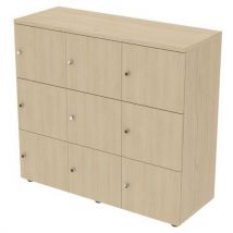 Meuble À 9 Cases Portes Battantes 120 X 45 Ht 110 Cm Chêne