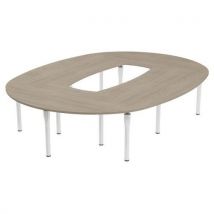 Table De Réunion Noga Ovale 335 X 250 Cm Chêne Gris Blanc