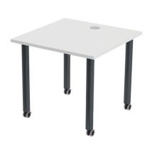 Table Tubo Roulettes 80 X 80 Cm Blanc Anthracite