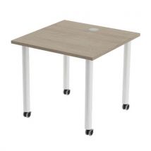 Table Tubo Roulettes 80 X 80 Cm Chêne Gris Blanc