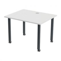 MBA - Table de réunion Tubo 100x80cm Blanc Anthracite - Roulettes, Éco-responsable, PEFC