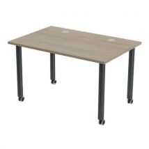 Table Tubo Roulettes 120 X 80 Cm Chêne Gris Anthracite