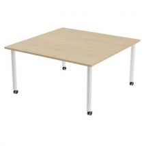 Table Tubo Roulettes 140 X 140 Cm Chêne Blanc