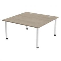 Table Tubo Roulettes 140 X 140 Cm Chêne Gris Blanc