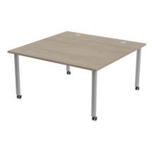 Table Tubo Roulettes 140 X 140 Cm Chêne Gris Alu