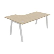 Buronomic - Bureau compact Partage retour droit 180 cm Chêne Blanc - 72x180x110 cm - Éco-responsable PEFC