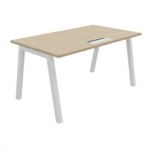 Buronomic - Bureau droit Partage 140x80cm Chêne Blanc - Télétravail Éco-responsable - Garantie 10 ans