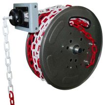 Cable Equipements - Enrouleur de chaîne 20m - Blanc Rouge - Signalétique de sécurité ERSC/20S5BR-F