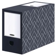 Bankers Box - Boîte d'archives Déco 150mm Bleu Nuit - Carton Recyclé 100% - Format A4 - Classement Éco-responsable