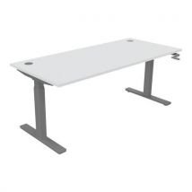 Bureau Haut.réglable Manivelle Evo 180x80 Cm Blanc/alu
