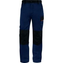 Delta Plus - Pantalon de travail M1PA2 - Polycoton 235g/m² Bleu Marine/Orange Taille S - Norme ISO 13688