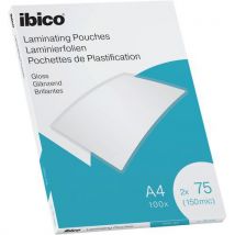 Pochettes Plastification - A4 - 2 X 75μ-brillantes - Ibico