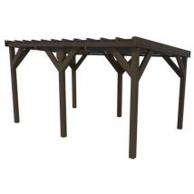 Espace Urbain - Pergola Table Pique-nique PMR 379x252cm Marron - Toit Acier - Éco-responsable